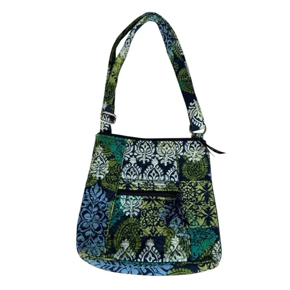 Vera Bradley Triple Zip Hipster crossbody bag Caribbean Sea‎ Quilted Blu Green